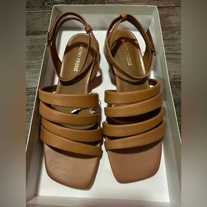 NWB Bruno Premi Women's Tan Sandals 100% Goat leather Size 37